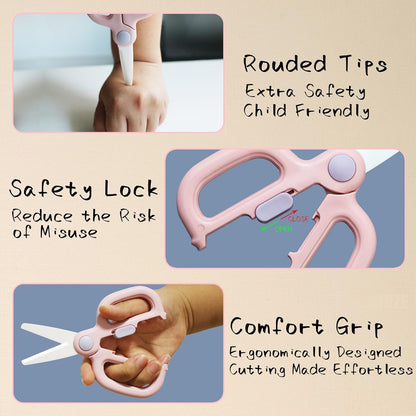 Baby Food Scissors with Travel Case, Ceramic Food Scissors Kids, Toddler Scissor with Safety Lock, Ideal for Pizza, Meats, Noodles, Vegetables, and Fruits (C)
