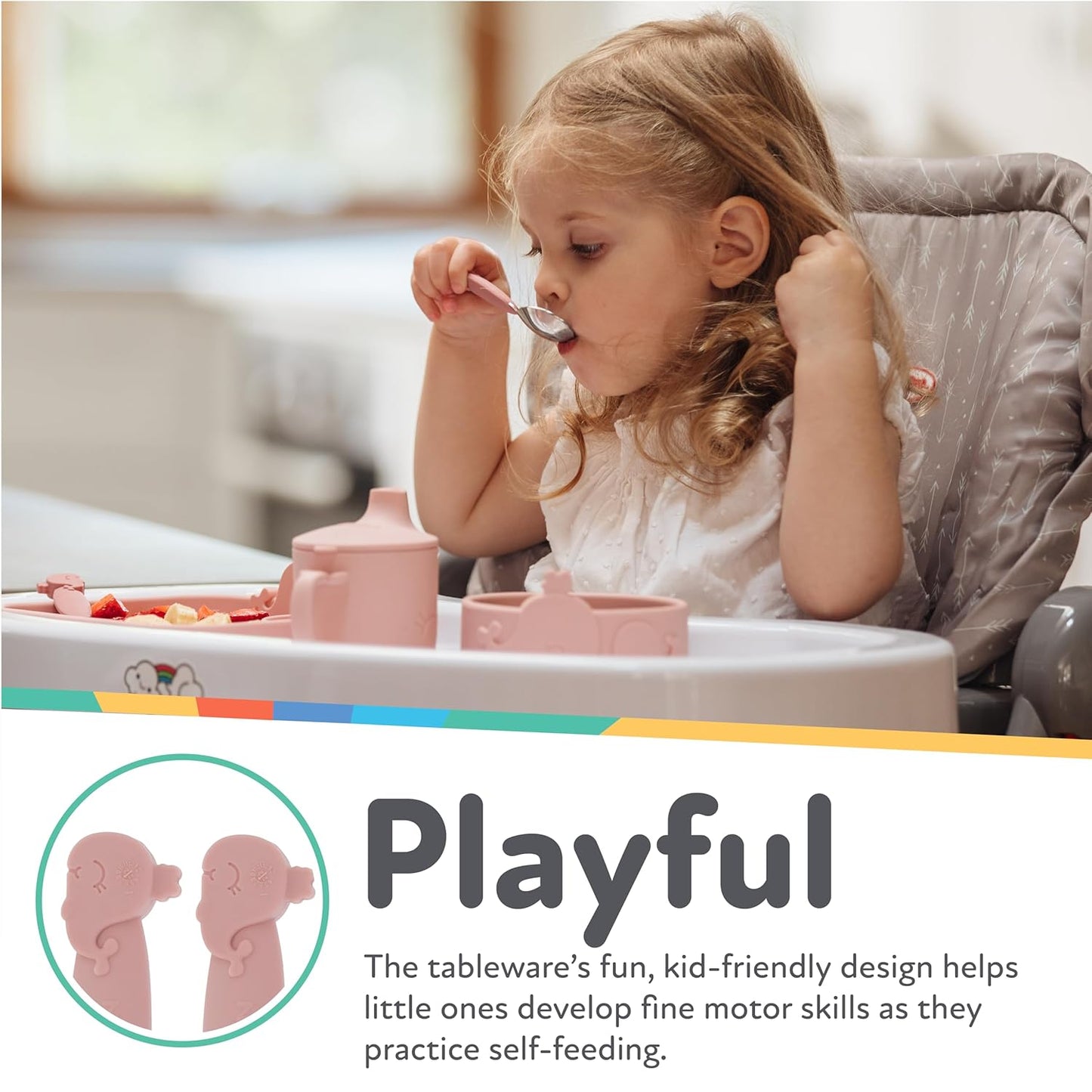 Nuby Animal Friend Silicone Round Bowl - Toddler Bowl - 6+ Months - Pink Whale Bowl