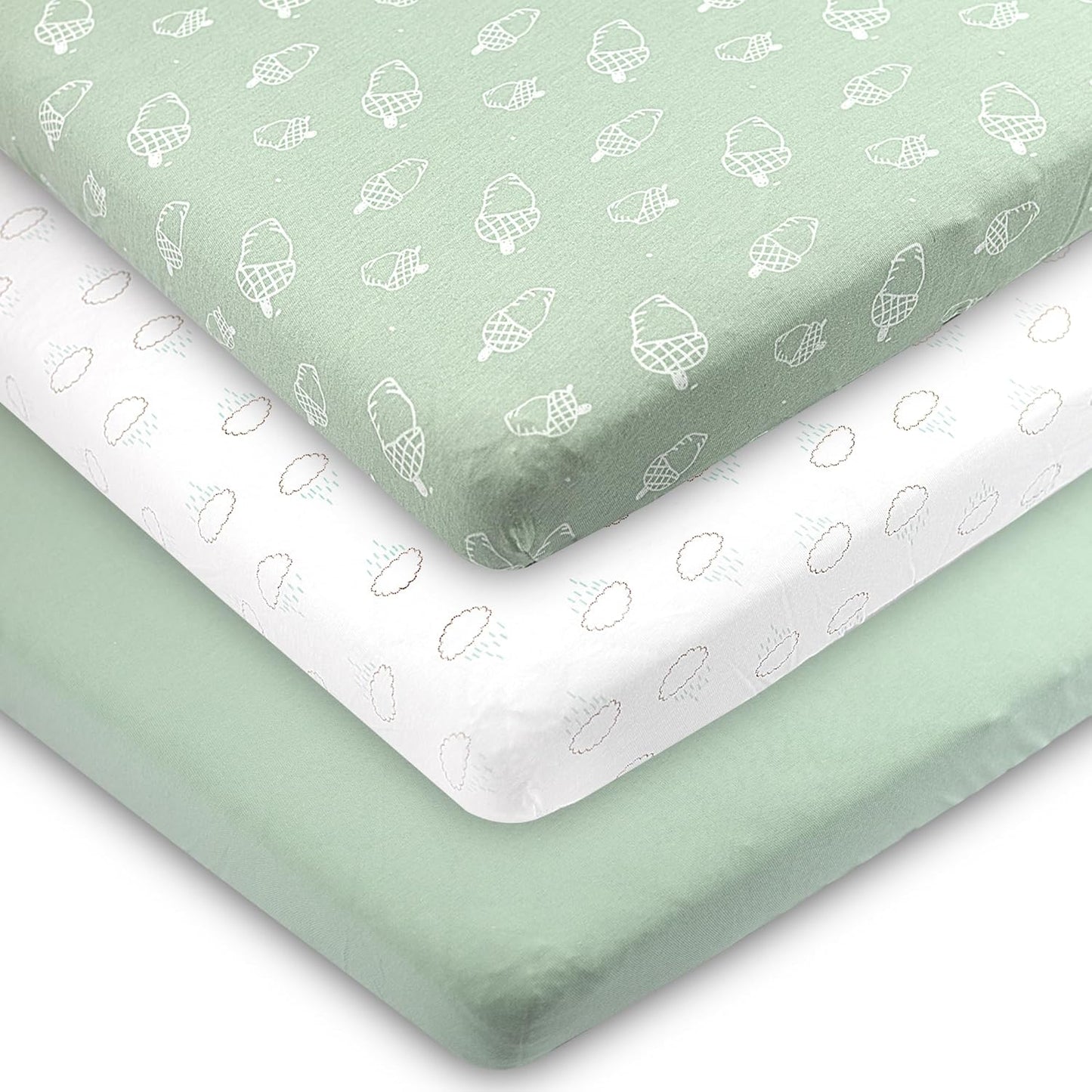 3-Pack Bedside Sleeper Bassinet Sheets | GOTS Certified Organic 100% Muslin Cotton | Ultra Soft & Breathable | 33×20×4” Fitted Sheets | Universal Fit 29–33” x 17–21” Pads