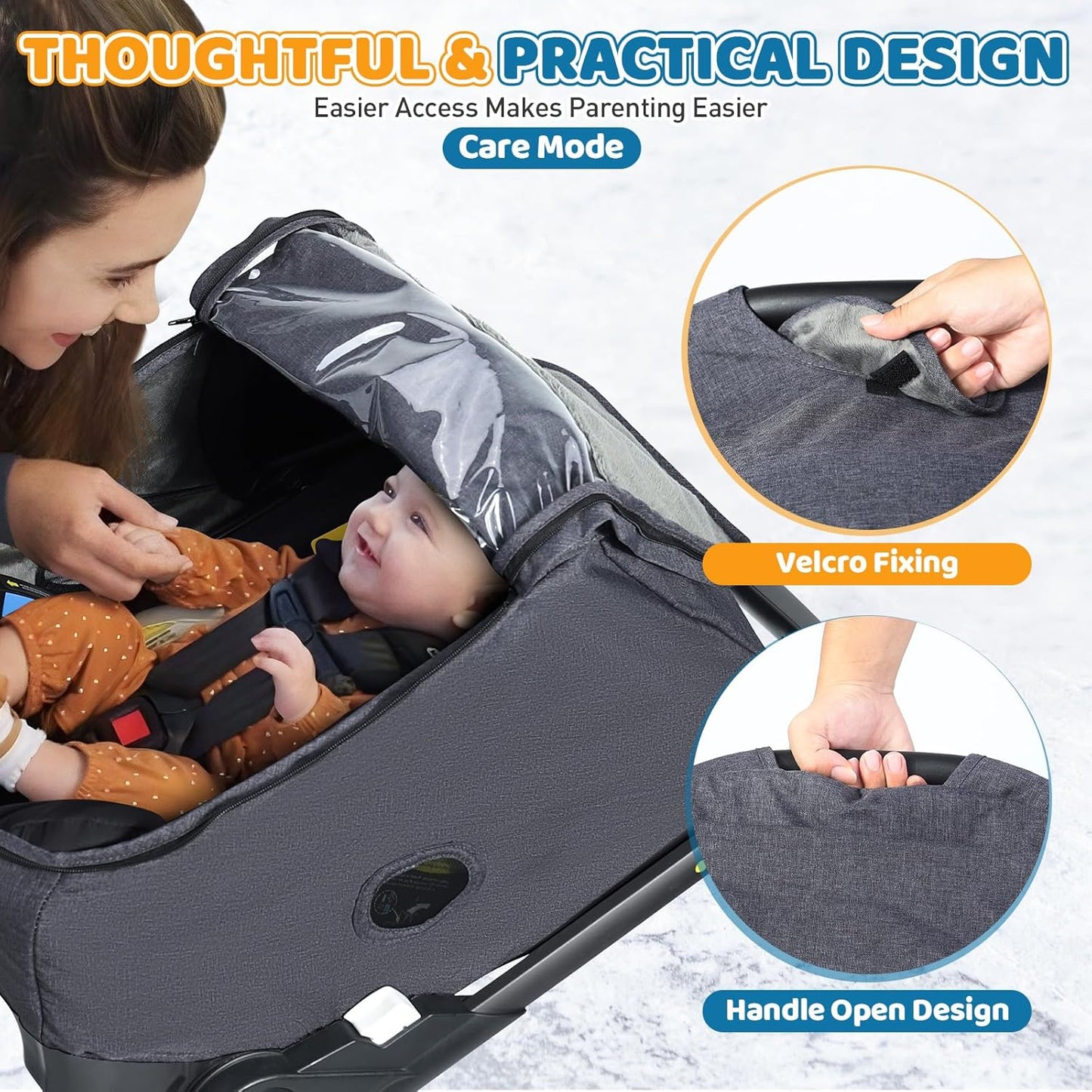 Car Seat Rain Cover, Compatible with Doona Infant Car Seat Stroller, Universal Rain Cover with Window for Waterproof, and Windproof, Breathable Baby Travel Weather Shield Stroller Accessories, Black