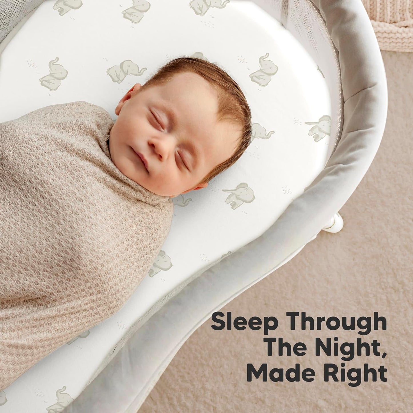 2-Pack Organic Bassinet Sheets for Girls, Boys - 100% Cotton Bassinet Mattress Sheets Compatible with Halo Bassinest Swivel Sleeper, Graco, Baby Delight, Chicco, Unisex Fitted Bassinet Sheets (Elly)