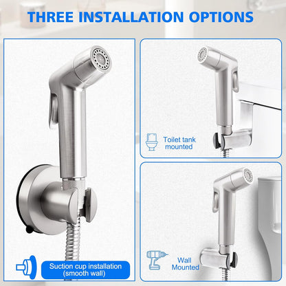 Handheld Bidet Sprayer for Toilet, Muslim Shower Bidet Attachment for Toilet, Cloth Diaper Toilet Sprayer, Jet Spray for Toilet with Bidet Hose for Feminine Wash (Chrome)