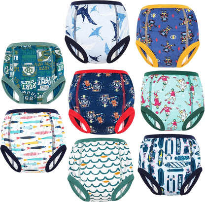 MooMoo Baby 8 Packs Potty Training Pants Cotton Absorbent Training Underwear for Toddler Boy and Girls 2T-9T