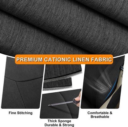Front Seat Covers Compatible with 2000-2014 BMW 3 Series Convertible 320CI/323CI/325CI/330CI Standard, Heavy Duty Cationic Linen Fabric Seat Protector