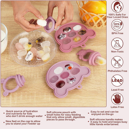 Baby Breastmilk Popsicle Molds & Baby Fruit Feeder (6 Pack), WAJIAYON Infant Food Freezer Tray Storage Containers, Silicone Teething Pacifier Feeder and Teether for Babies,Babies Feeder