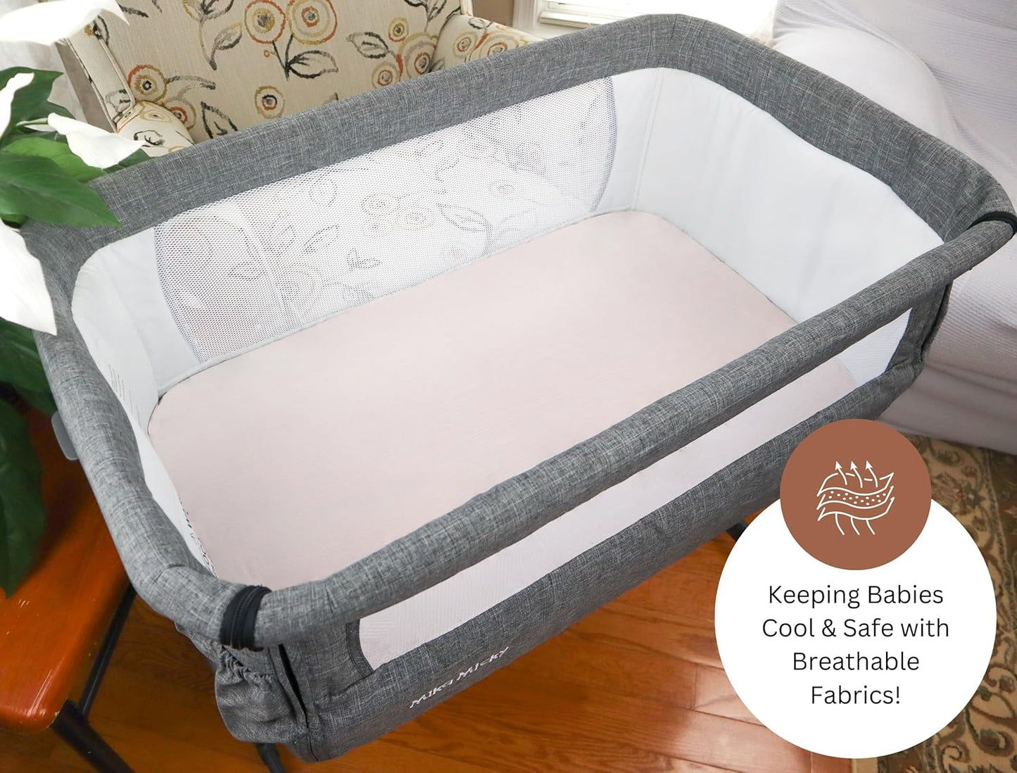 Muslin Bassinet Sheets for Angelbliss, Cowiewie, Amke, Jimglo, Suihuooo, Wayfong Baby Bassinet Bedside Sleeper by TansyPanda, 3PC, 20×33in, Ultra Soft, Breathable, Snug Fit, Unisex Boys Girls, Maadi