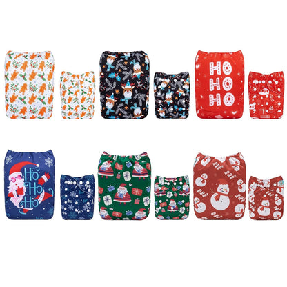 ALVABABY Baby Cloth Diapers 6 Pack with 12 Inserts Cloth Diaper Covers Adjustable Washable Reusable for Baby Girls and Boys