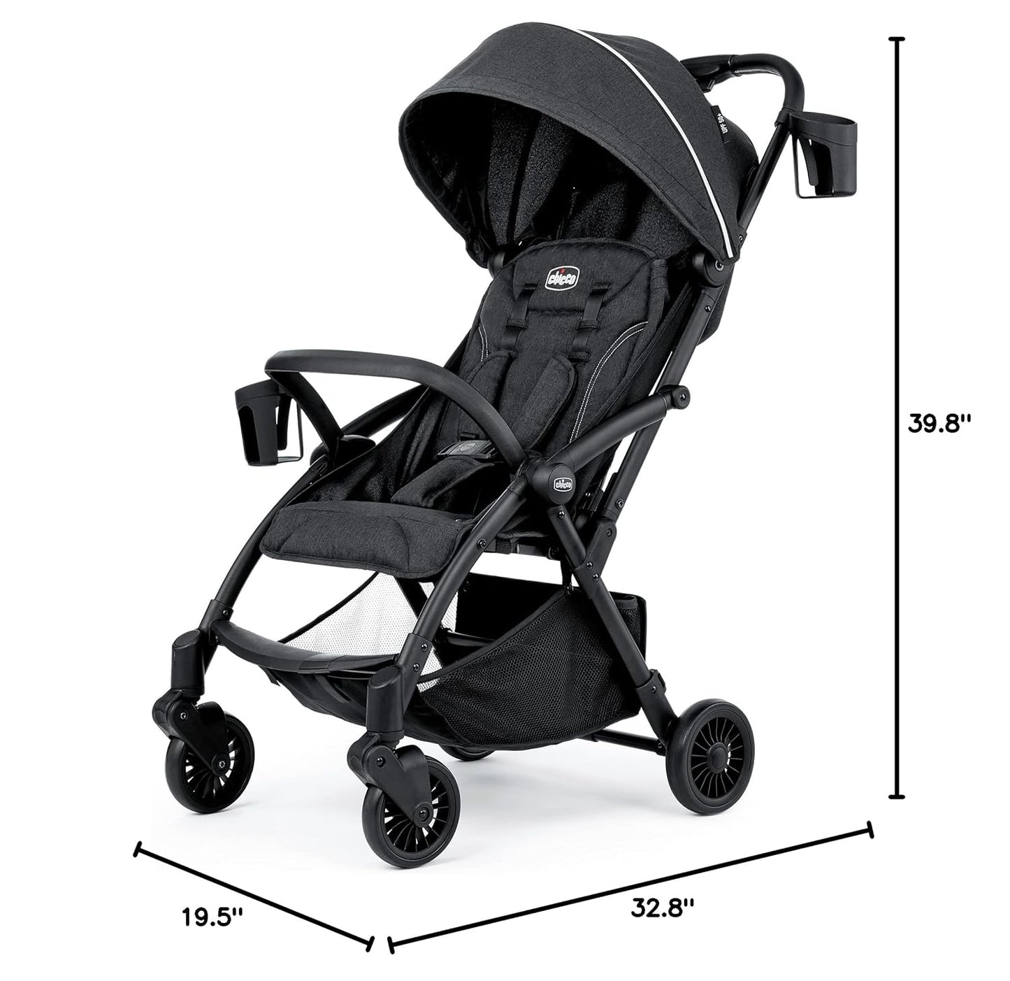 Chicco Presto Self-Folding, Compact Stroller with Canopy, Lightweight Aluminum Frame Umbrella Stroller, for Babies and Toddlers up to 50 lbs., Graphite/Grey