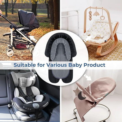 COOLBEBE New 2-in-1 Babybody Supports for Baby Newborn Infants - Extra Soft Stroller Cushion Pads Car Seat Insert, Seasons, Black