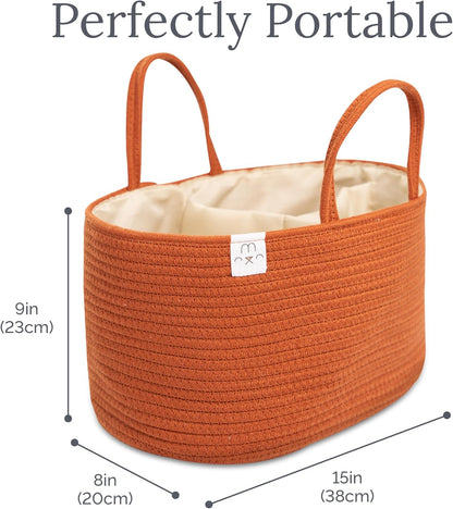 Natemia Diaper Caddy Organizer - Portable Rope Handles & 3 Compartments for Baby Items - Storage Basket for Newborn Essentials - Fits Spectra Breast Pump & Accessories - Registry Must Have (Beige)