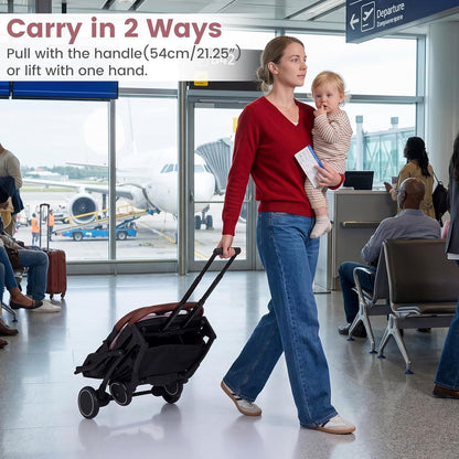 INFANS Travel Stroller, Lightweight Compact Baby Stroller for Airplane with One-Hand Fold, Multi-Position Recline, Canopy, 4 Wheel Suspension, Storage Basket (Grey+Black)