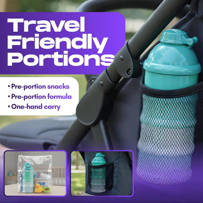 Mommy's Helper Baby Formula Dispenser On The Go, Stackable Travel Formula Container To Go, Non-Spill Pour Spout, 4-Compartment Powder Storage (Tidal Teal)