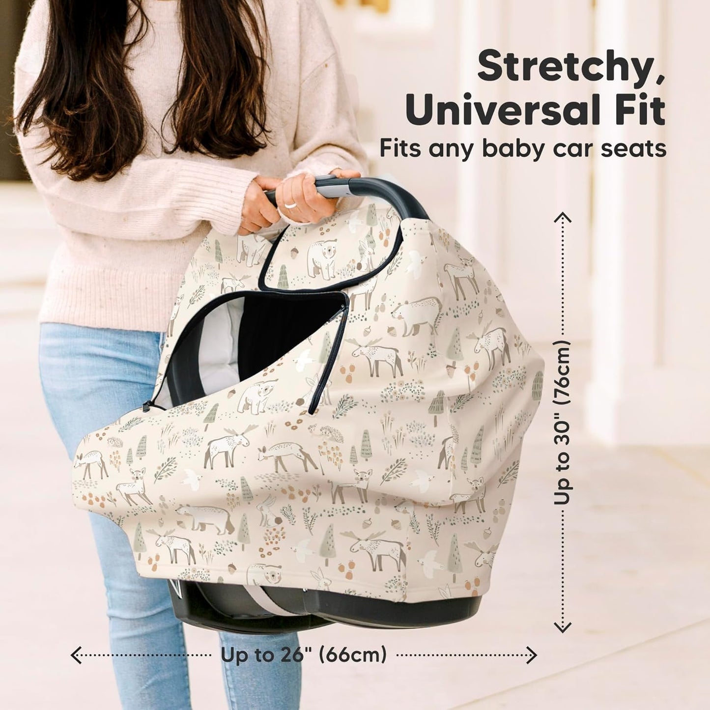 KeaBabies Winter Car Seat Cover Baby, Newborn - Universal Fit Infant Carseat Covers Baby Girl, Boy, Breathable, Lightweight Blanket, Easy to Use Stroller Canopy, Rain, Wind, Sun Shade (Laurel)