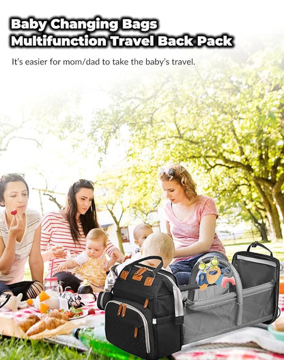 Astro alan Baby Diaper Bags with Changing Station, Waterproof Diaper Bag Backpack for Moms Dads with USB Charging Port, Baby Shower Gifts, Large Capacity diaper backpack, Black