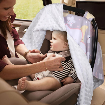 Metplus 2 in 1 Baby Car Seat Cover, Car Seat Canopy for Babies, Mom Multiuse Nursing Cover, Minky Baby Carrier Covers, Newborn Boy Girl, Peekaboo Opening