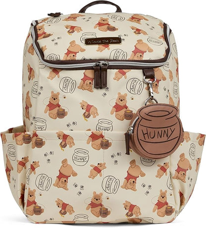 Disney Diaper Bag Backpack with Changing Pad Winnie the Pooh – 16” Nylon Baby Bag for Parents, Insulated Bottle Holders, Multiple Storage Pockets