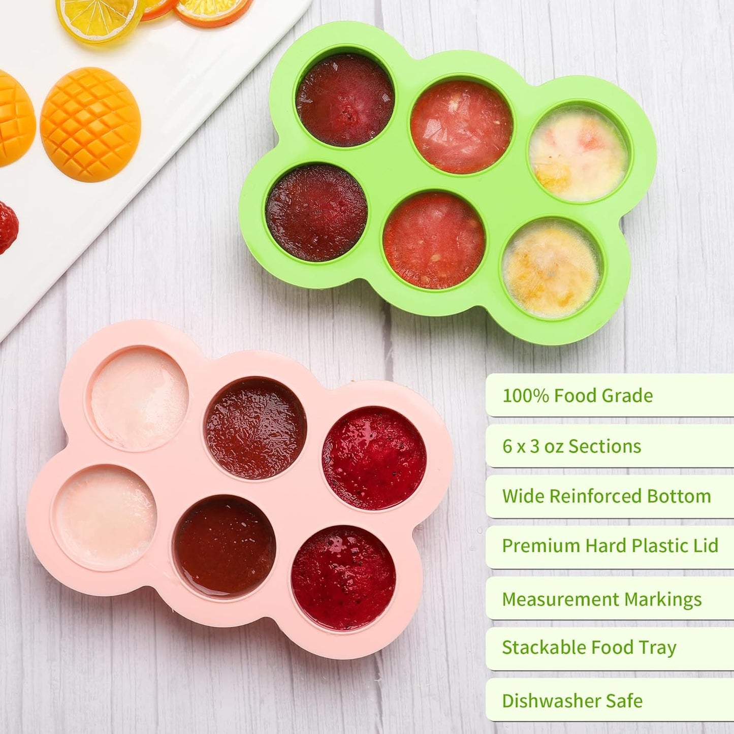 12x1.5oz Baby Food Storage Containers, Baby Food Freezer Tray with Clip Lid Gossamer Pink, Food Grade Silicone Freezer Trays for Purees & Vegetables