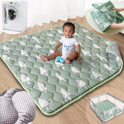 Baby Play Mat, 50x50 Playpen Mat with Super Soft Touch, Activity Mats with Upgraded Anti-Slip Bottom, Machine Washable Crawling Mats for Floor & Picnic (Animal Alphabets)