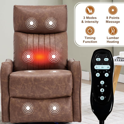 cinkehome Swivel Rocker Recliner, Glider Rocker Recliner Chair for Nursery, Manual Reclining Chair with Heated Massage, Small Spaces, Living Room, Khaki Chenille