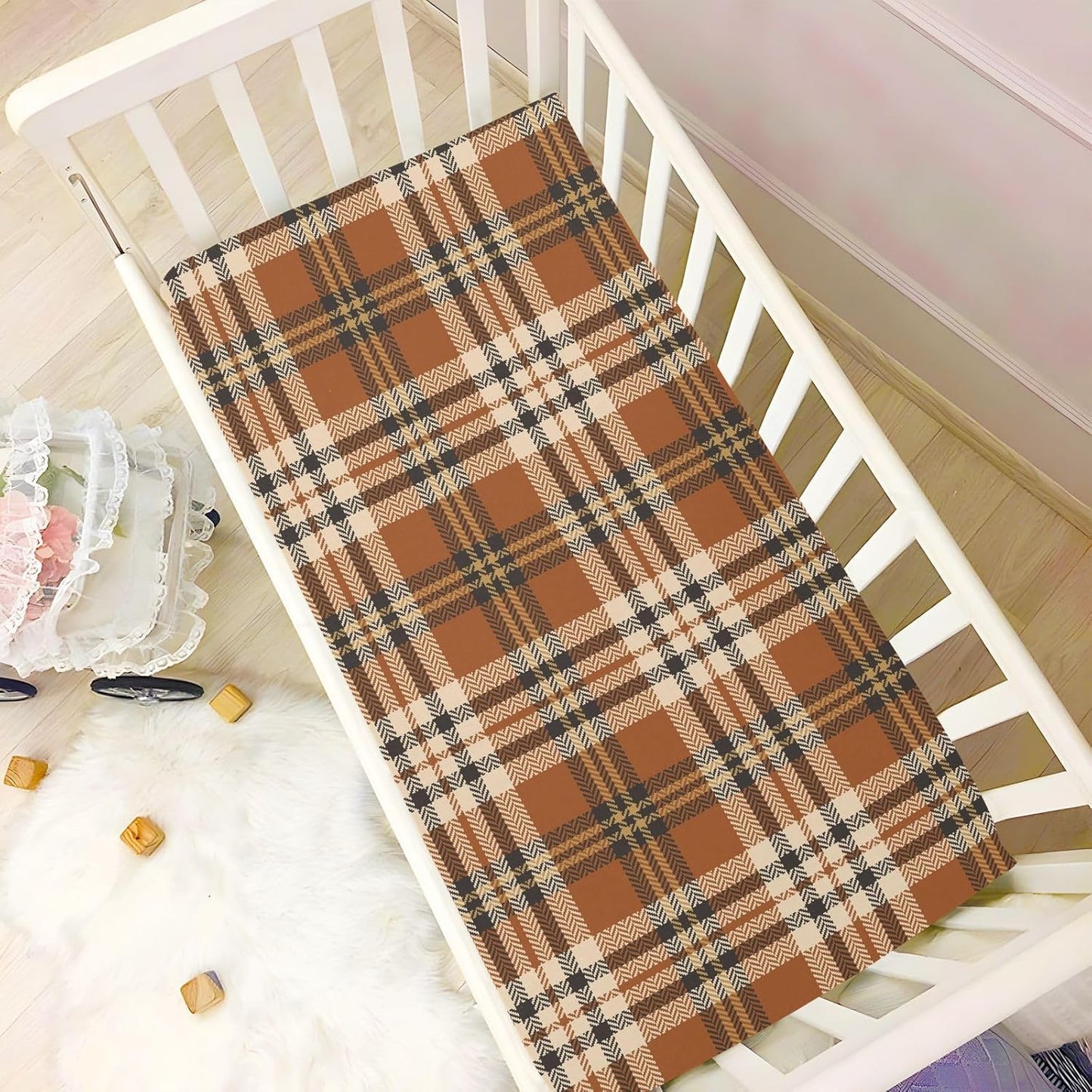 Fitted Crib Sheets Cactus and Floral Stretchy Portable Playard Sheets for Baby Toddler, Breathable Soft Mini Crib Mattress 52 x 28 in for Boys and Girls