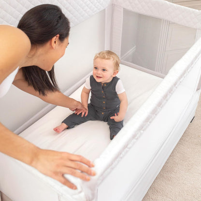 Baby Delight Lunaire Full Size Crib | Breathable Mesh Baby Crib | Tool-Free Assembly Baby Bed | Charcoal Tweed