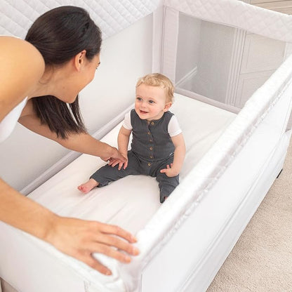 Baby Delight Lunaire Full Size Crib | Breathable Mesh Baby Crib | Tool-Free Assembly Baby Bed | Driftwood Grey