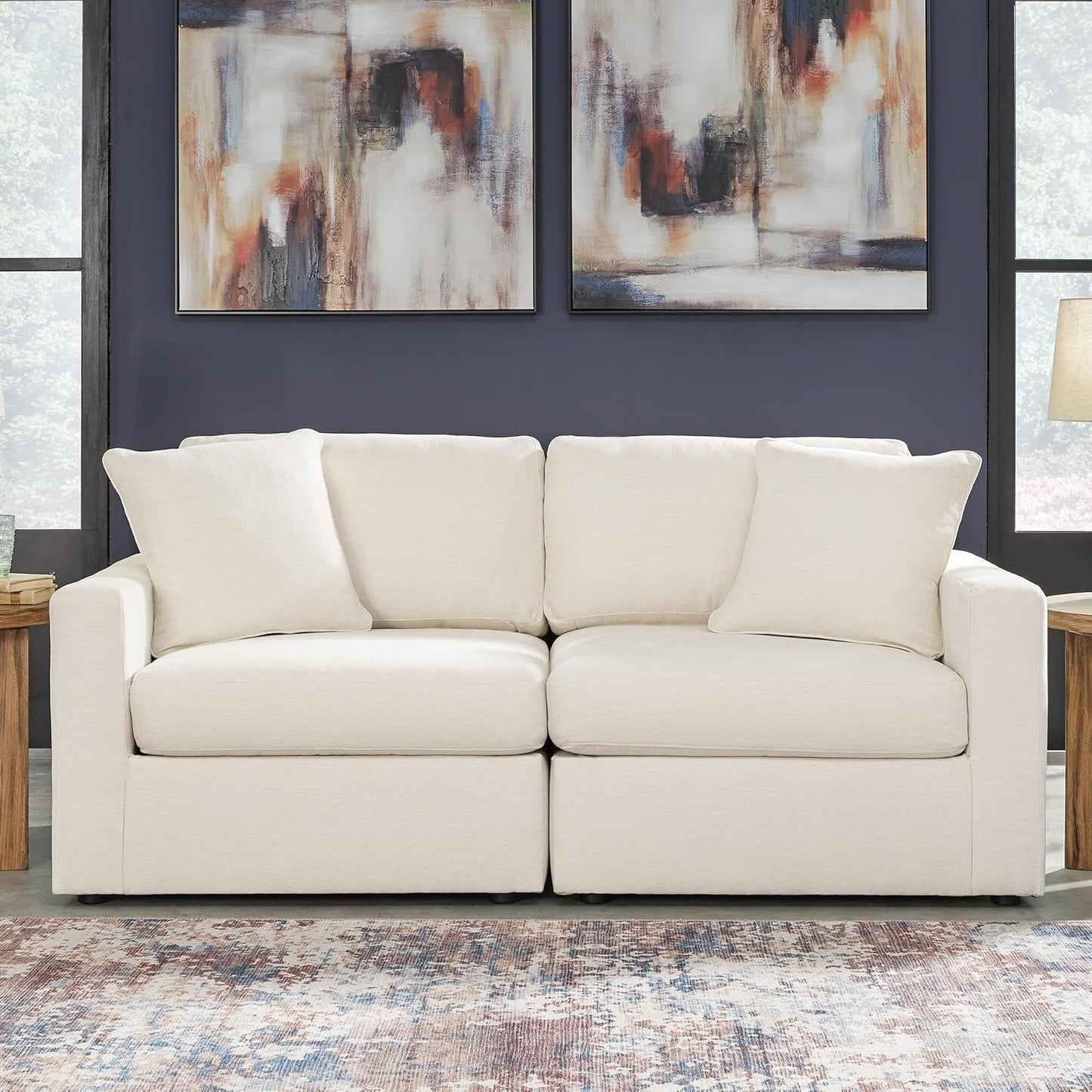 Signature Design by Ashley Modmax Coastal Press-Back Swivel Glider Rocker Recliner with Machine Washable Cover, Hidden Storage Compartments and 2 Bolster Pillows, Beige - Colors A