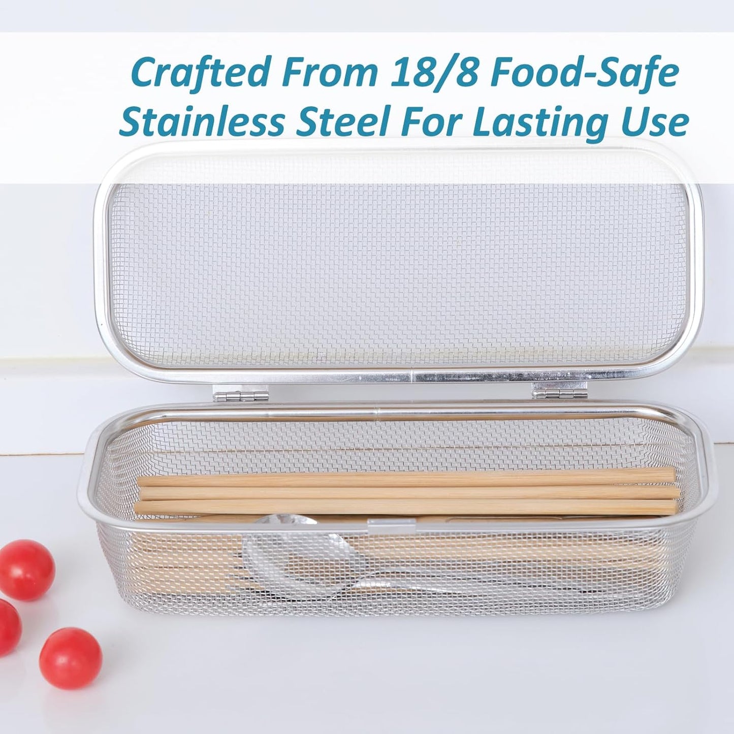 Stainless Steel Dishwasher Basket for Utensils - 18/8 Food-Grade, Custom Fit Size Secure Hold Design Prevents Slipping | Food-Grade Metal & 10-Mesh Drying Tech