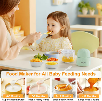 Baby Food Maker, Green Baby Food Blender, 10oz Baby Food Puree Maker, Food Processor for Baby Foods Fruit Vegetable Meat, 10-Second Quick Soft Food Prep for Baby