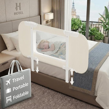 NUTIKAS 36" Bed Rails for Toddlers, Side Folding Baby Bed Rail Guard for Twin Bed, Collapsible Kids Bedrail for Travel & Home, Portable Safety Guard (Grey)