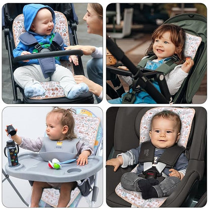 Baby Stroller Cushion,Infant Car Seat Insert-Reversible Universal Breathable and Soft Newborn seat Liner for Stroller,100% Cotton Seat Pad Liner for Newborns-34x78cm,1 Pack(Rabbit)