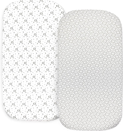 3-Pack Bedside Sleeper Bassinet Sheets | GOTS Certified Organic 100% Muslin Cotton | Ultra Soft & Breathable | 33×20×4” Fitted Sheets | Universal Fit 29–33” x 17–21” Pads