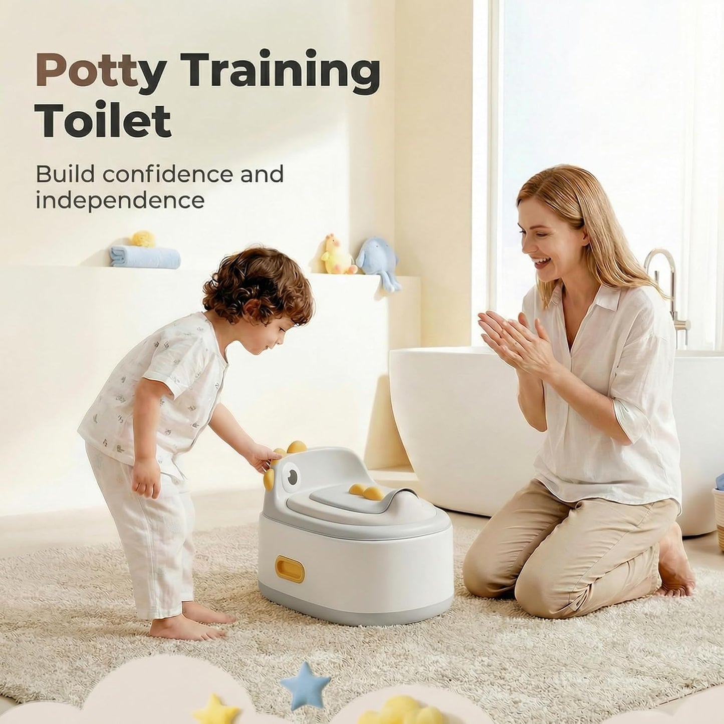 Toddler Toilet Potty Chair for Toddlers 1-7, Kids Potty Training Seat, 3-in-1 Potty Chair for kids Portable Removable Seat with Sturdy Step Stool, Standalone Potty Chair for Toddlers