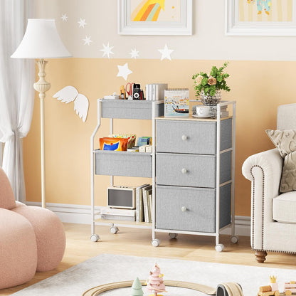Modanais Baby Diaper Caddy Organizer Cart - 3 Tier Rolling Cart with Dividers and Drawers, Easy To Assemble, Mobile Utility Cart with Wheels for Nursery, Bedroom, Changing Table & Crib