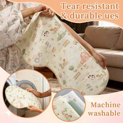 Hahafelt 3 Pcs Changing Pad Liners Fits in Peanut Shape Changing Pad Waterproof Diaper Mats Organic Cotton Peanut Mats are Warm on Baby's Back, Washable Reusable (Starry Style,Multicolor)