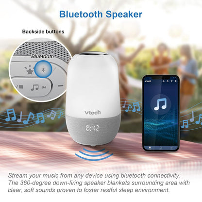 VTech BC8313 V-Hush Soothing Sleep Trainer with 200+ Stories, Lullabies, Sounds & Expert Sleep Program - Rechargeable Portable Bluetooth Speaker, Multi-Color Night Light, Glow-on-Ceiling Projector