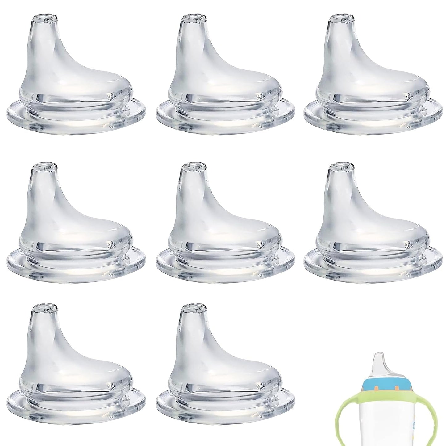 8Pack Replacement Silicone Spout Compatible with NUK Activity and Learner Cups, Nipple Replacement Spouts Leak-Proof, BPA-Free, Easy to Clean, Easy Transition from Bottle to Cup