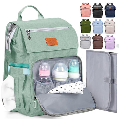 PILLANI Baby Diaper Bag Backpack - Large Waterproof Travel Diaper Bag for Boys & Girls, 16 Organizer Pockets with Changing Pad, Insulated Bottle Pockets & Stroller Straps, Baby Shower Gifts, Dinosaur
