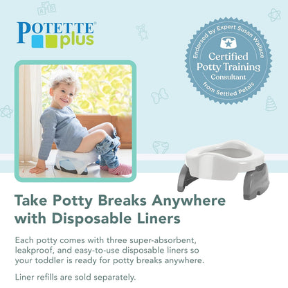 Kalencom Potette Plus 2-in-1 Travel Potty and Trainer Seat - Dual-Purpose Potty Training Toilet Seat - Portable Potty for Toddler Travel - with Durable, Lock-in Legs and Splash Guard - Pastel Mint