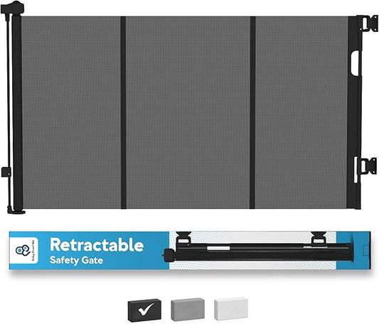 Baby Proof Me Retractable Baby Gates for Stairs & Doorways - 71” Wide Mesh Safety Gate for Toddlers, Dog & Pets - Use for Indoor/Outdoor, Hallways, Deck, Porch - Easy Installation, Secure Closure