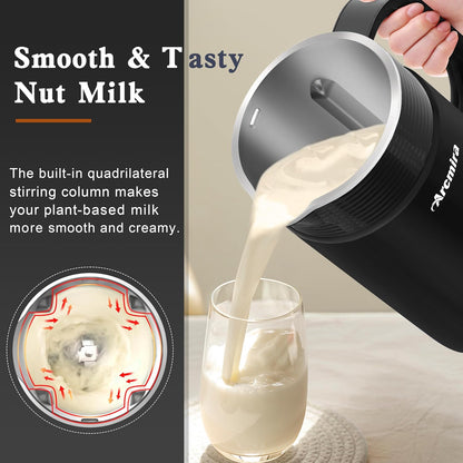 Arcmira 𝟲 𝗶𝗻 𝟭 Nut Milk Maker, 20 oz(600ml) Homemade Almond, Oat, Soy, Coconut, Plant Based and Non Dairy Beverages, Milk Blender Machine with Delay Start, Keep Warm, Boil Water, Self Cleaning