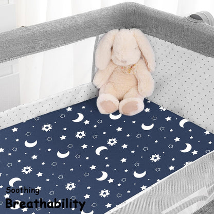 Yoofoss Pack and Play Sheets Fitted, Mini Crib Sheets 2-Pack for Pack N Play Mattress, Stretchy Playard Sheet, Soft and Breathable Green+Giraff