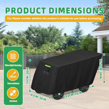 6-Passenger Stroller Cover Compatible with Angeles Bye Bye Buggy, 600D Heavy-Duty Waterproof Protection with 50+ UPF UV Shield, for Commercial Daycare & Preschool Strollers, Black