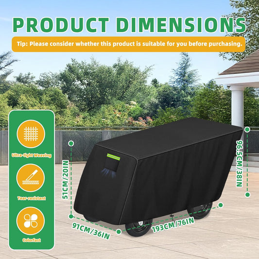 6-Passenger Stroller Cover Compatible with Angeles Bye Bye Buggy, 600D Heavy-Duty Waterproof Protection with 50+ UPF UV Shield, for Commercial Daycare & Preschool Strollers, Black
