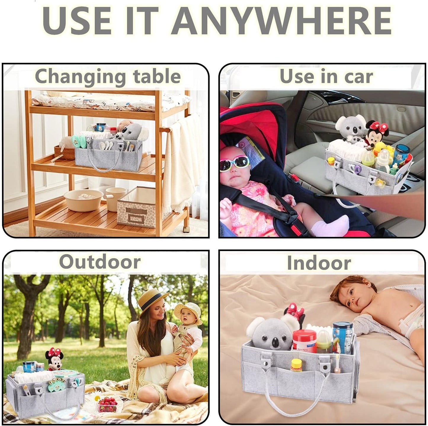 Baby Diaper Caddy Organizer for Boy or Girl Large Nursery Storage Bin Basket Portable Holder Tote Bag for Changing Table and Car Baby Shower Gifts Newborn Essentials Stuff Registry Must Haves Item