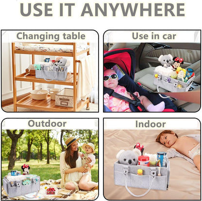 Baby Diaper Caddy Organizer for Boy or Girl Large Nursery Storage Bin Basket Portable Holder Tote Bag for Changing Table and Car Baby Shower Gifts Newborn Essentials Stuff Registry Must Haves Item
