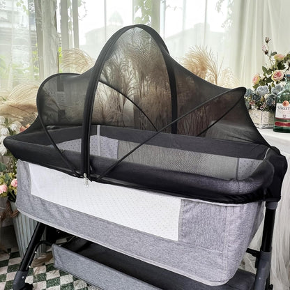 Bassinet Cover Mosquito Net for Babies to Keep Insects/Bugs/Cats Out, Toddler Bassinet/Bedside Sleeper/Crib Net with Two-Way Zippers & Storage Bag, Breathable Mesh Holes, White
