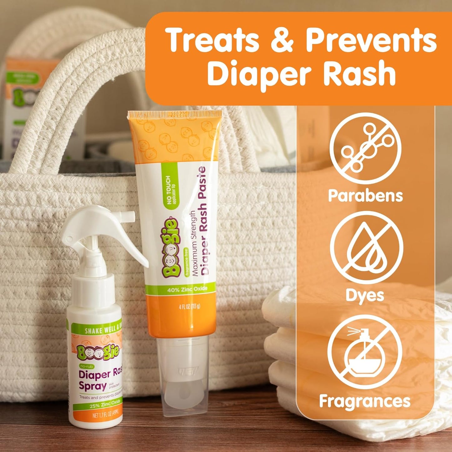 Boogie Diaper Rash Cream Spray for Baby, Travel Friendly No-Rub Touch Free Application for Sensitive Skin, Over 200 Sprays per Bottle, 1.7 oz (Pack of 1)