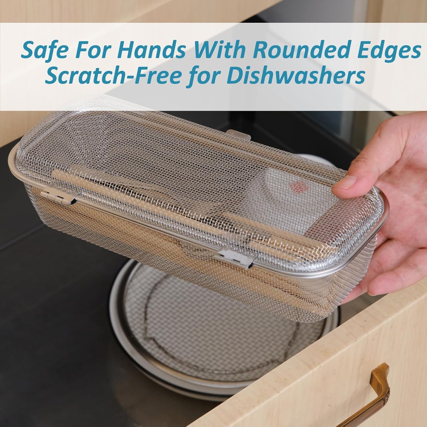 Stainless Steel Dishwasher Basket for Utensils - 18/8 Food-Grade, Custom Fit Size Secure Hold Design Prevents Slipping | Food-Grade Metal & 10-Mesh Drying Tech