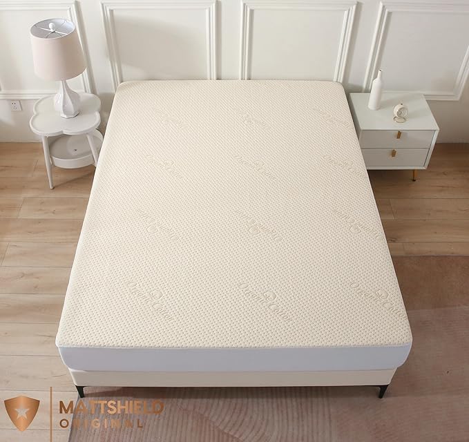 Luxury Waterproof Organic Mattress Protector Full Size - Organic Cotton Breathable Mattress Pad Cover - Premium 380 GSM 3D Air Fabric - Deep Pocket - Jersey Cotton Skirt - Fitted Design